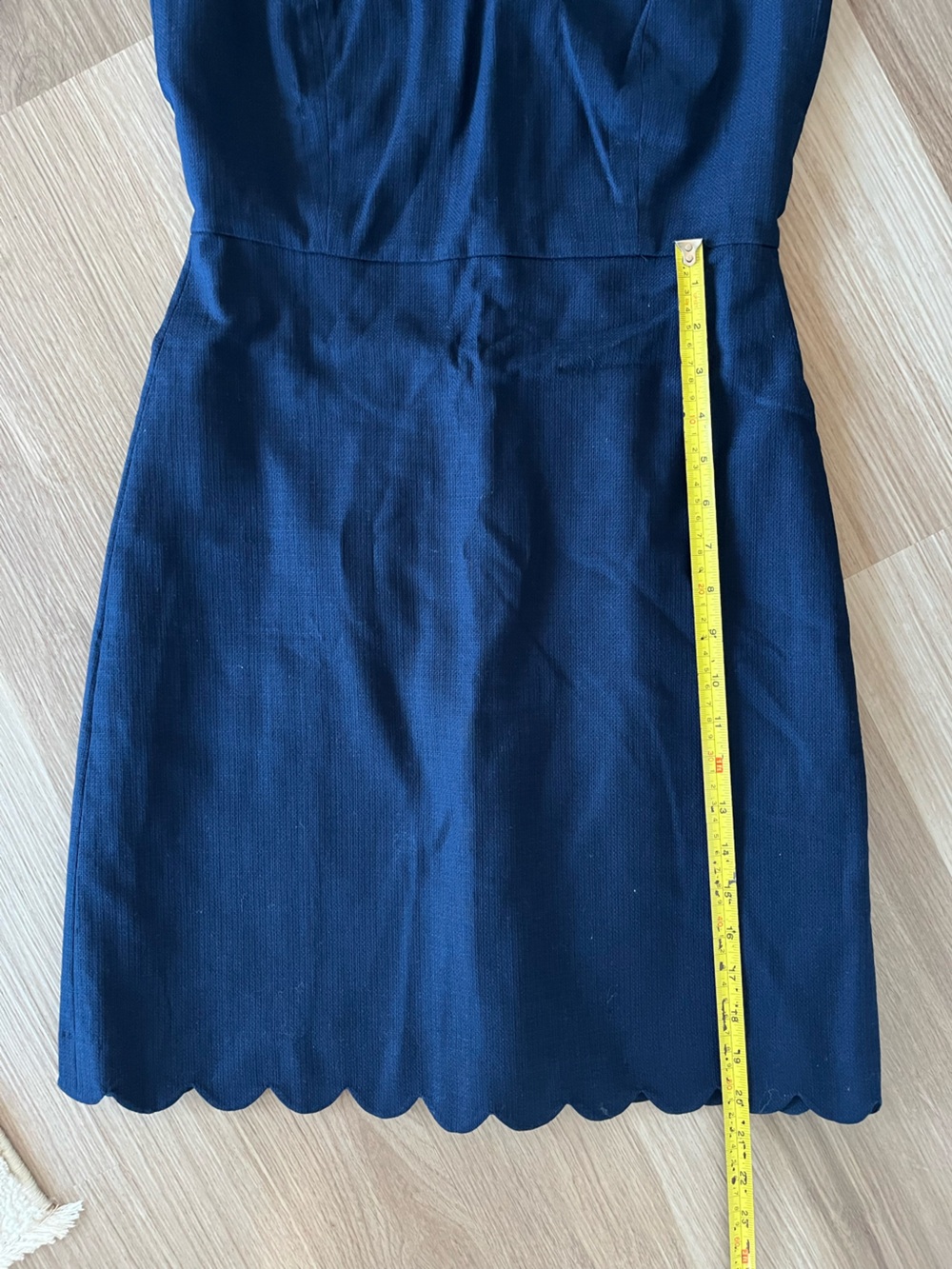 J.Crew Navy Scalloped Sheath Dress Size 2 NWT Lined Cotton Workwear - Picture 8 of 13